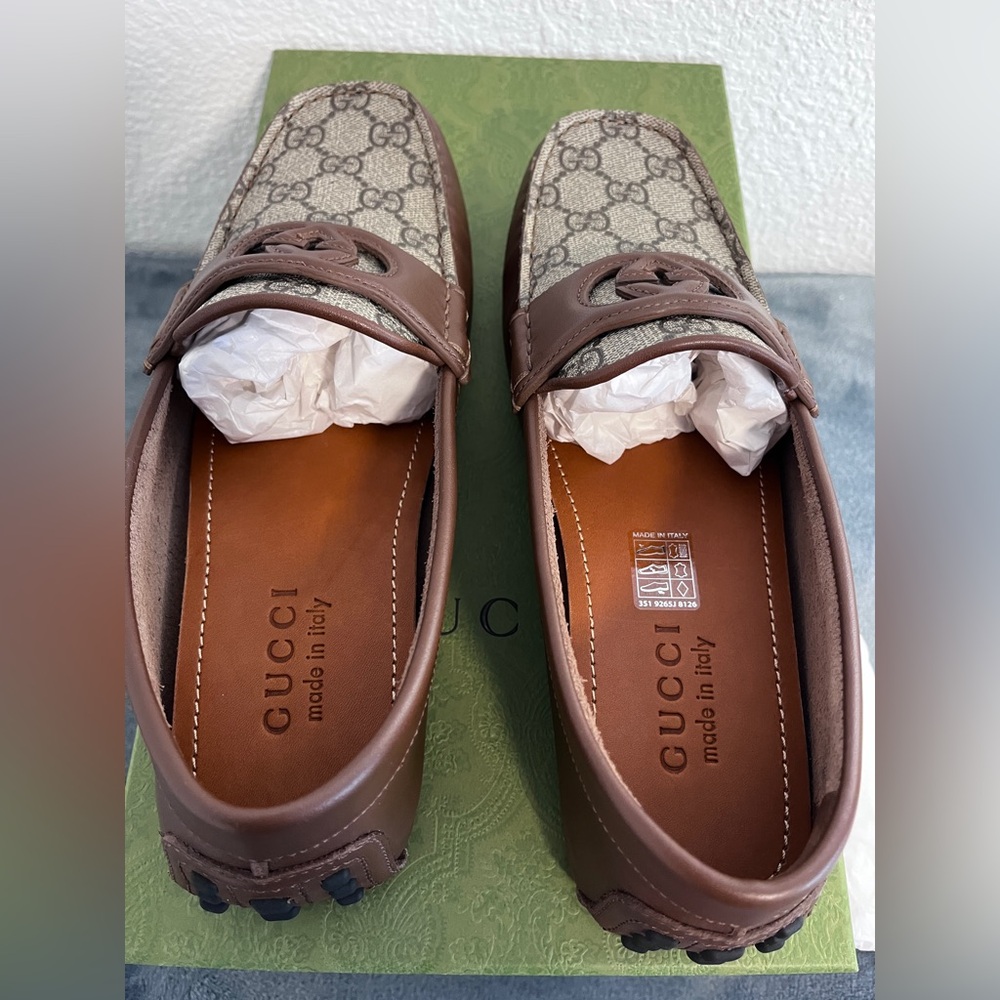 Brand New Gucci Men’s GG Supreme Clove Calf Soft Loafers Brown Size 7 (US 7.5) - Picture 7 of 10